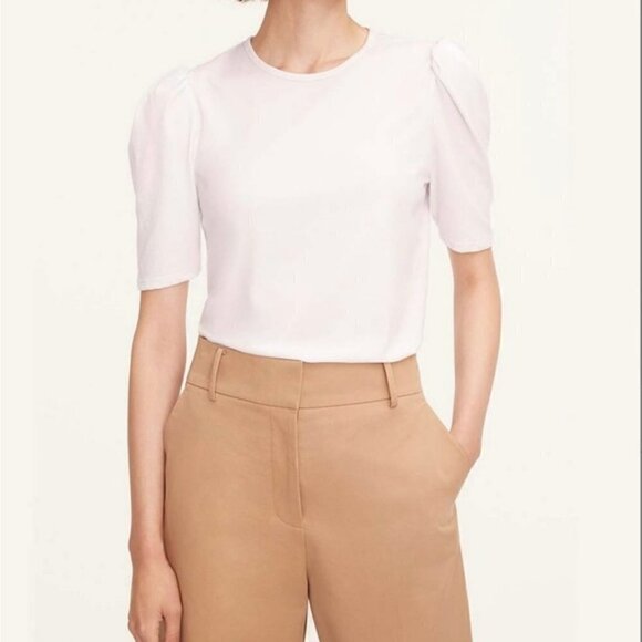 NEW Rebecca Taylor White A-line Puff Sleeves T-shirt US M - Picture 1 of 5